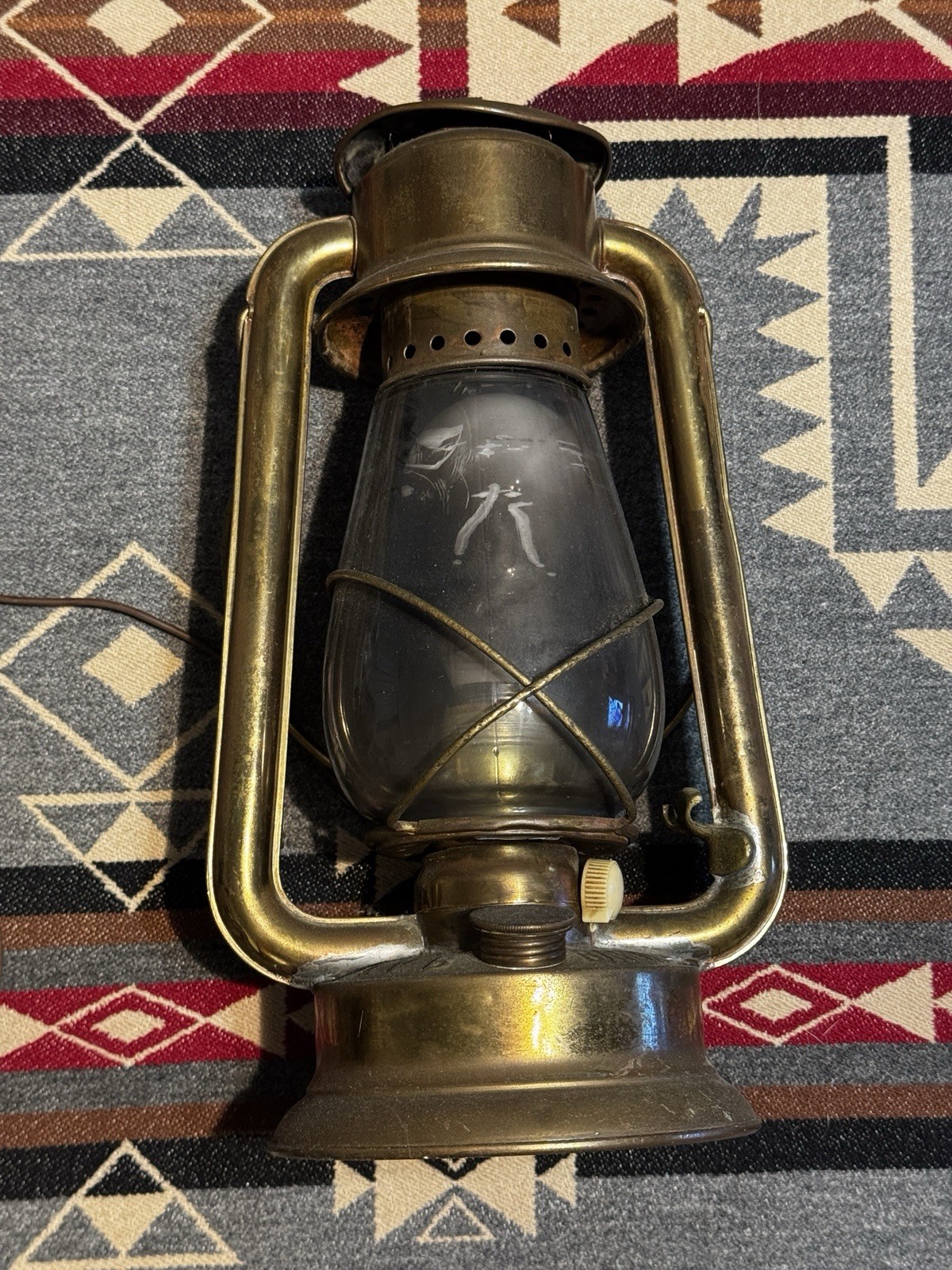 Vintage HS&B Co Brass Hurricane Lantern Electric Railroad Lamp O.V.B.