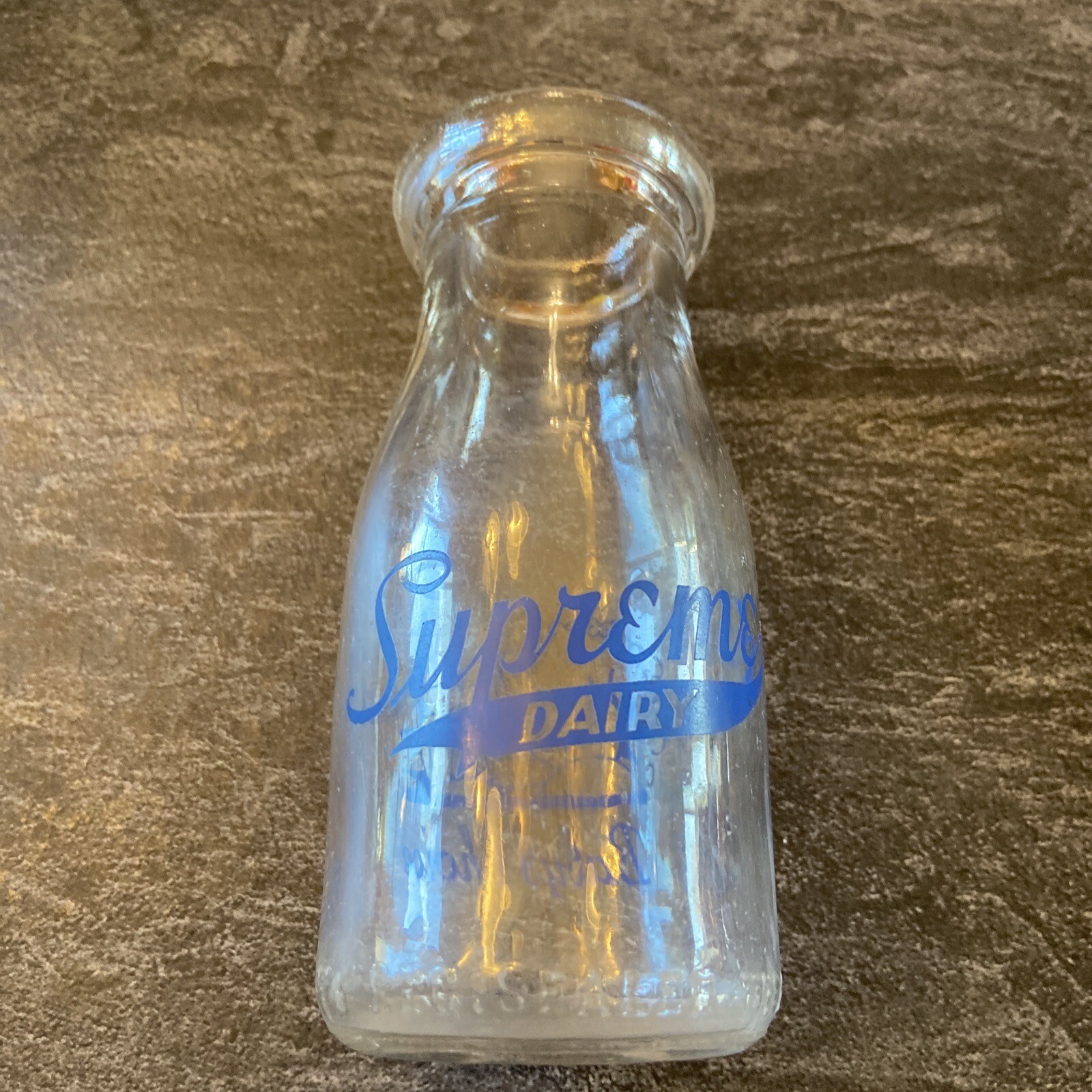 Supreme Dairy Half Pint Milk Bottle Lasalle Peru Oglesby IL No Location #BB