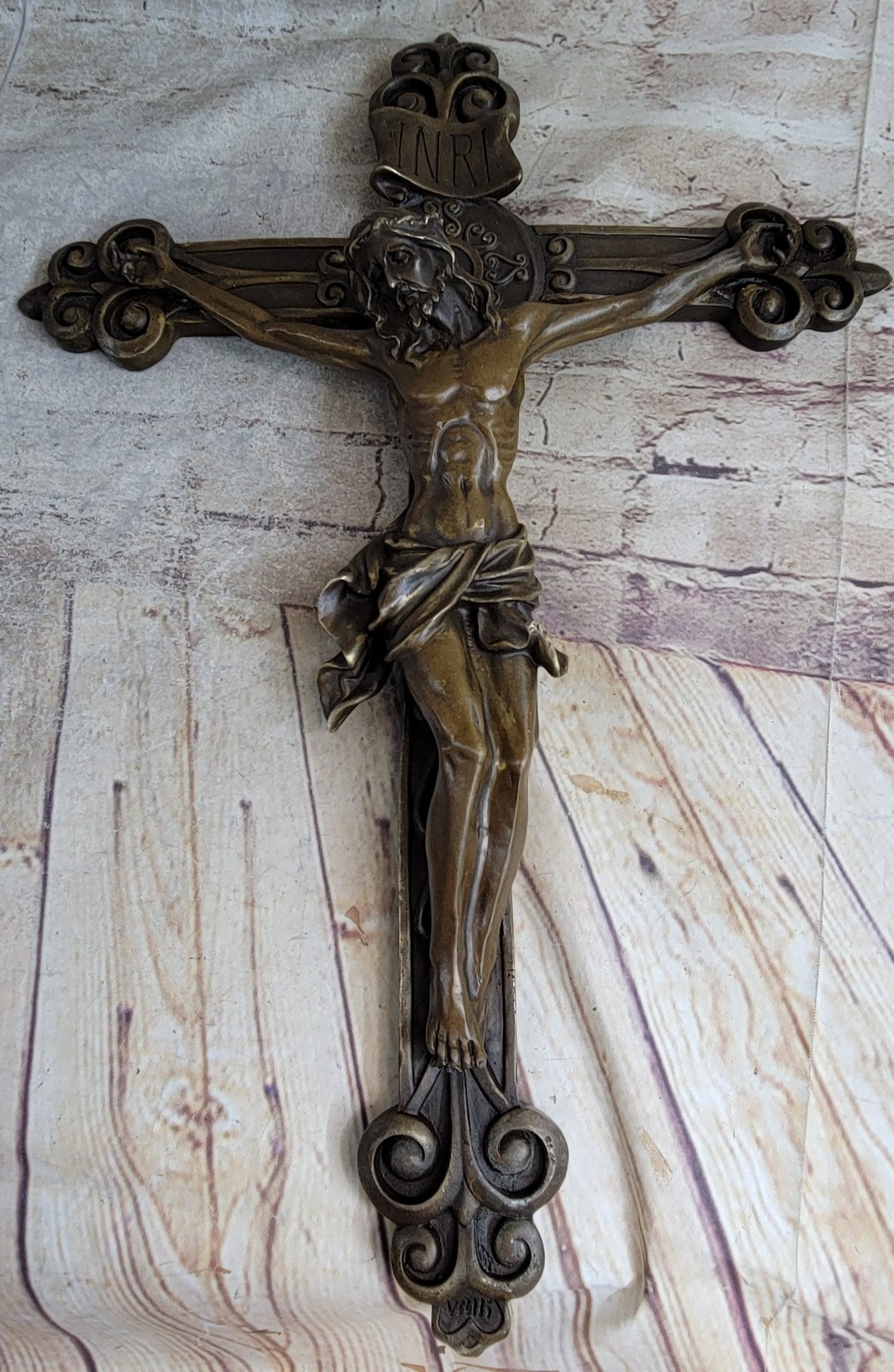 Wall Mount Hanging Bronze Crucifix Sculpture Jesus on Cross Christian Decor 20 Wall Mount Hanging Bronze Crucifix Sculpture Jesus on Cross Christian Decor 20