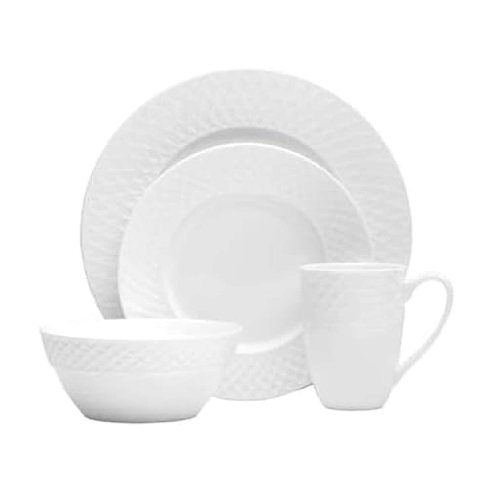 Mikasa Trellis Bone China 16-Pc Dinnerware Set, Service for 4, White