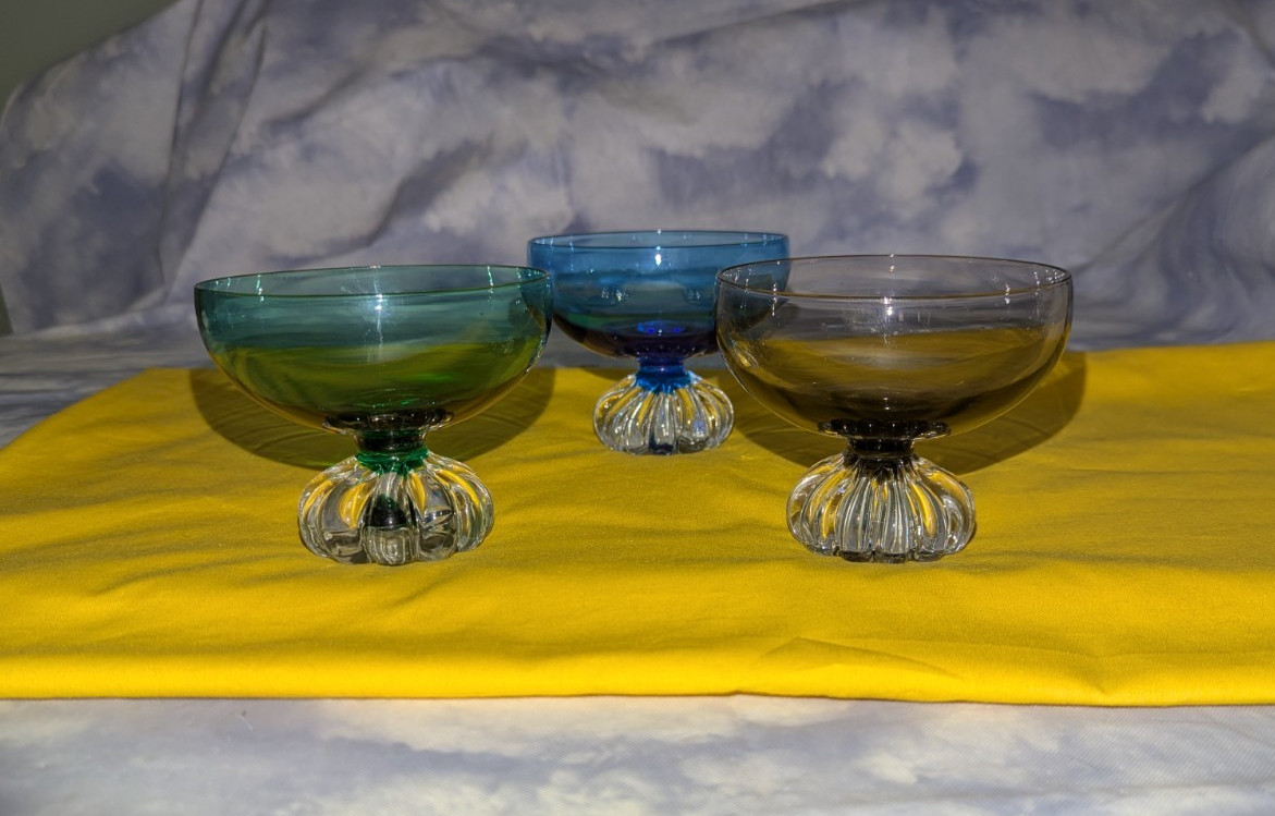 Vintage Swedish glass dessert bowls by Aseda Glasbruk by Bo Borgström 1960s Vintage Swedish glass dessert bowls by Aseda Glasbruk by Bo Borgström 1960s