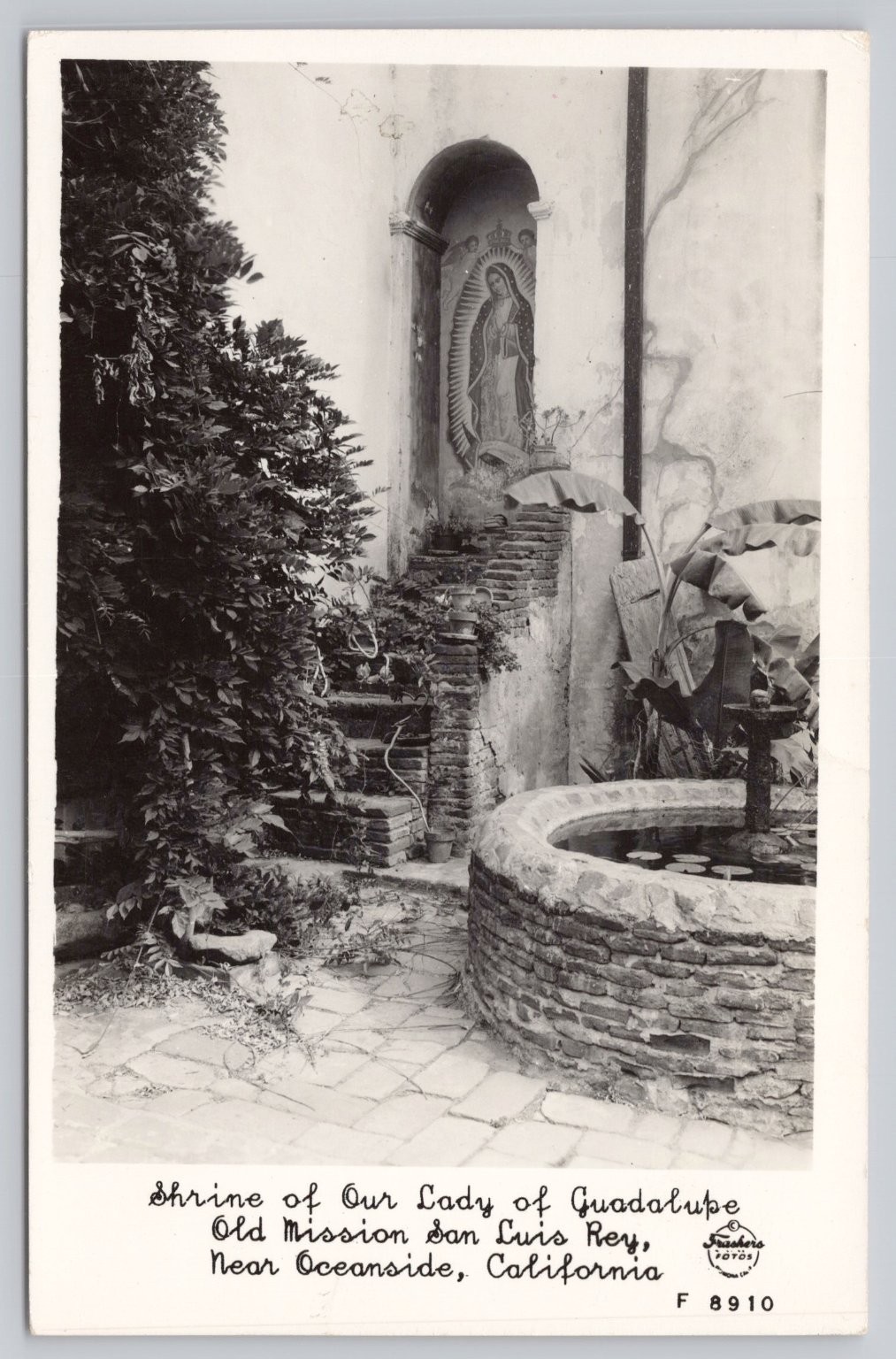 Vintage Real Photo Postcard Shrine of Our Lady of Guadalupe San Luis Rey
