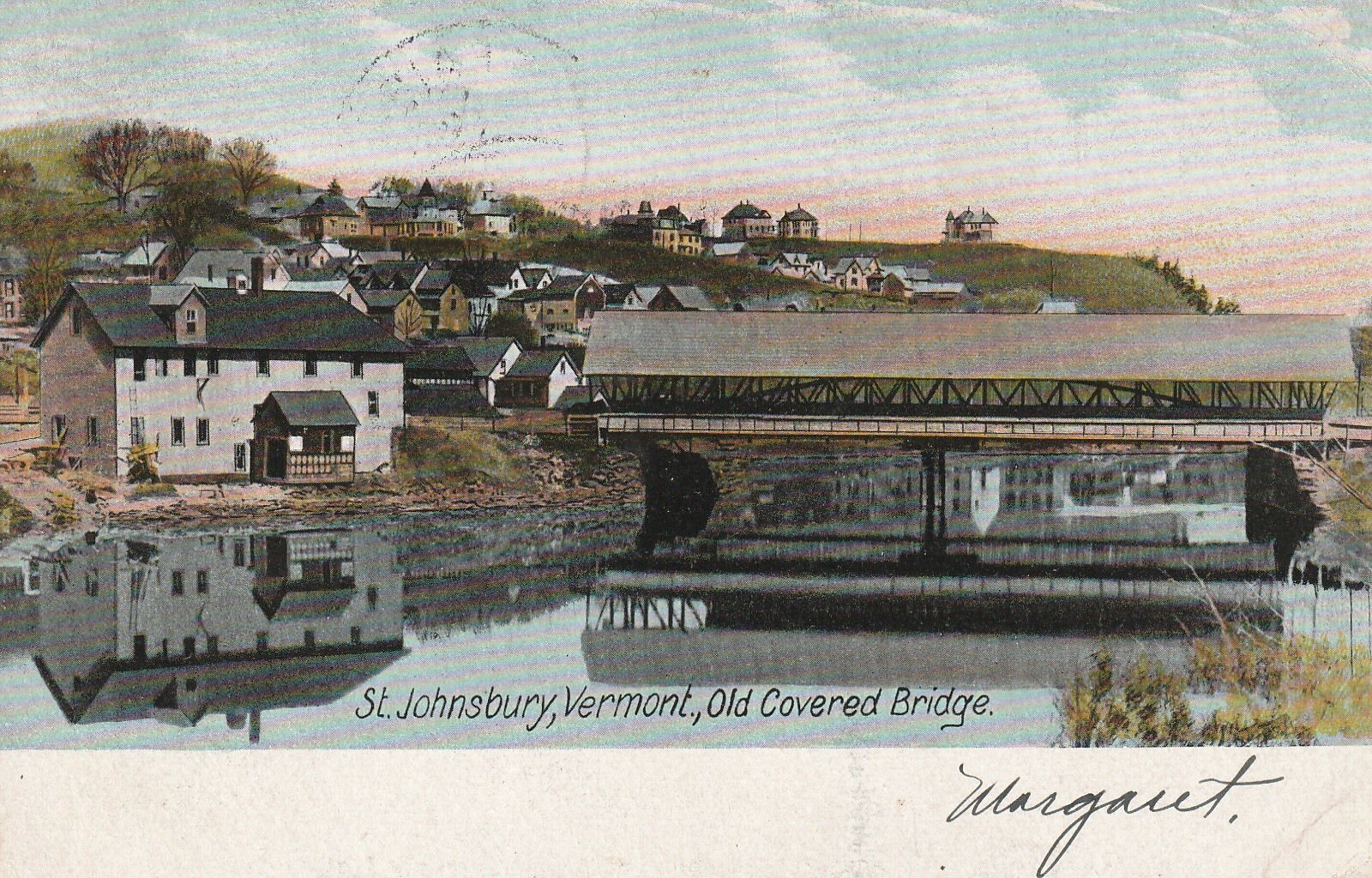 1906 Postmark, East Fairfield  Vt. / St Johnsbury VT. Covered Bridge/Town  a162