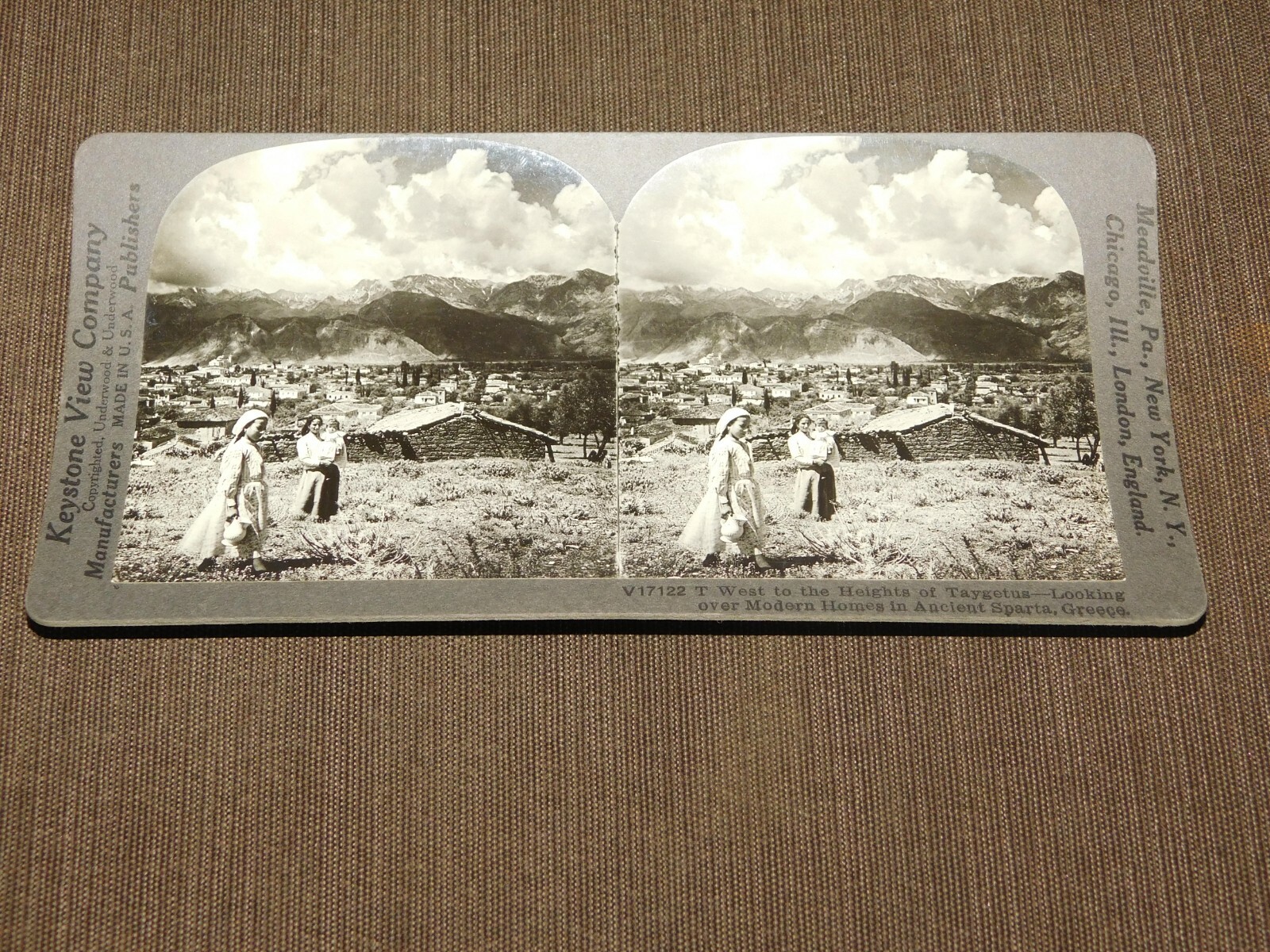 VINTAGE STEREOVIEW STEREOSCOPES CARD TAYGETUS ANCIENT SPARTA GREECE