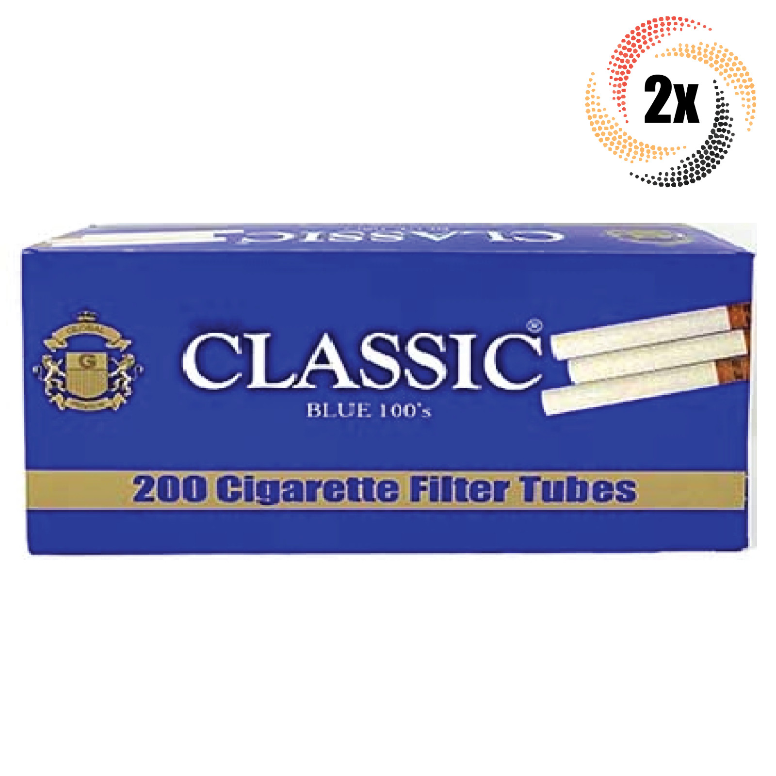 2x Boxes Classic Blue Light 100MM 100's ( 400 Tubes ) Cigarette Tobacco RYO