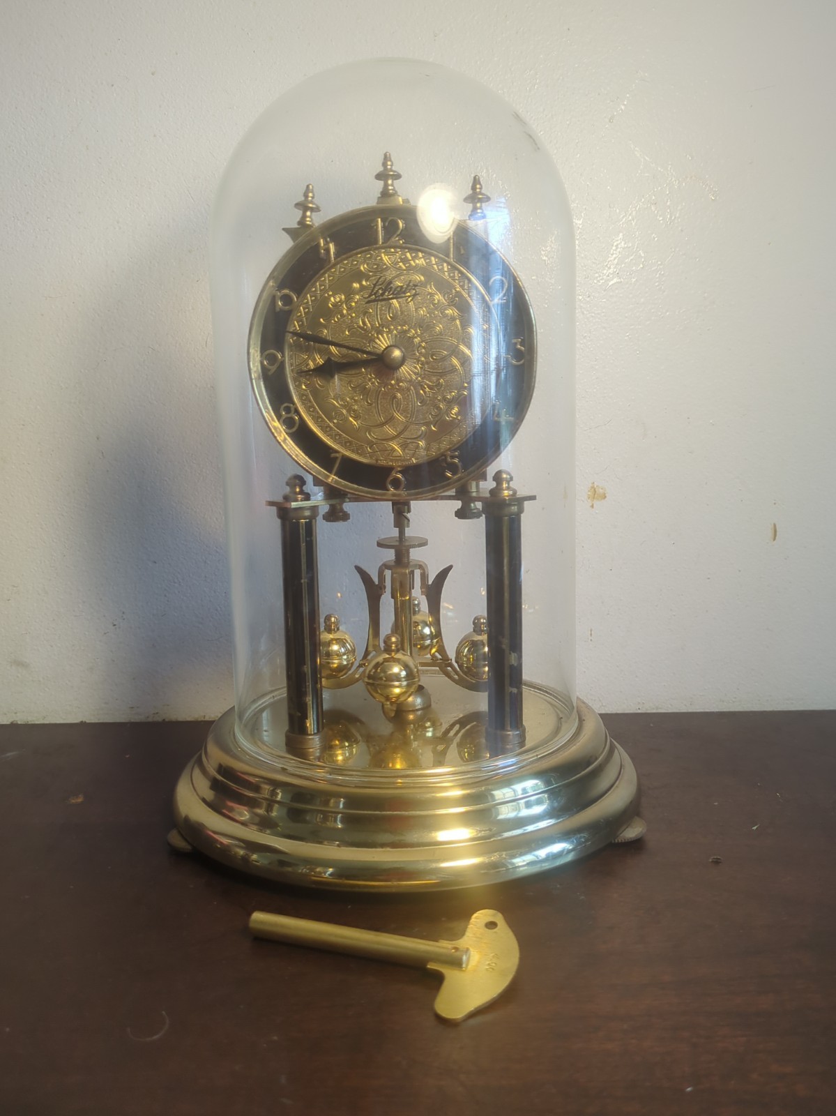 1955 WORKING Schatz 400 Day German ANNIVERSARY Clock VERY ORNATE FACE  Rare ,key
