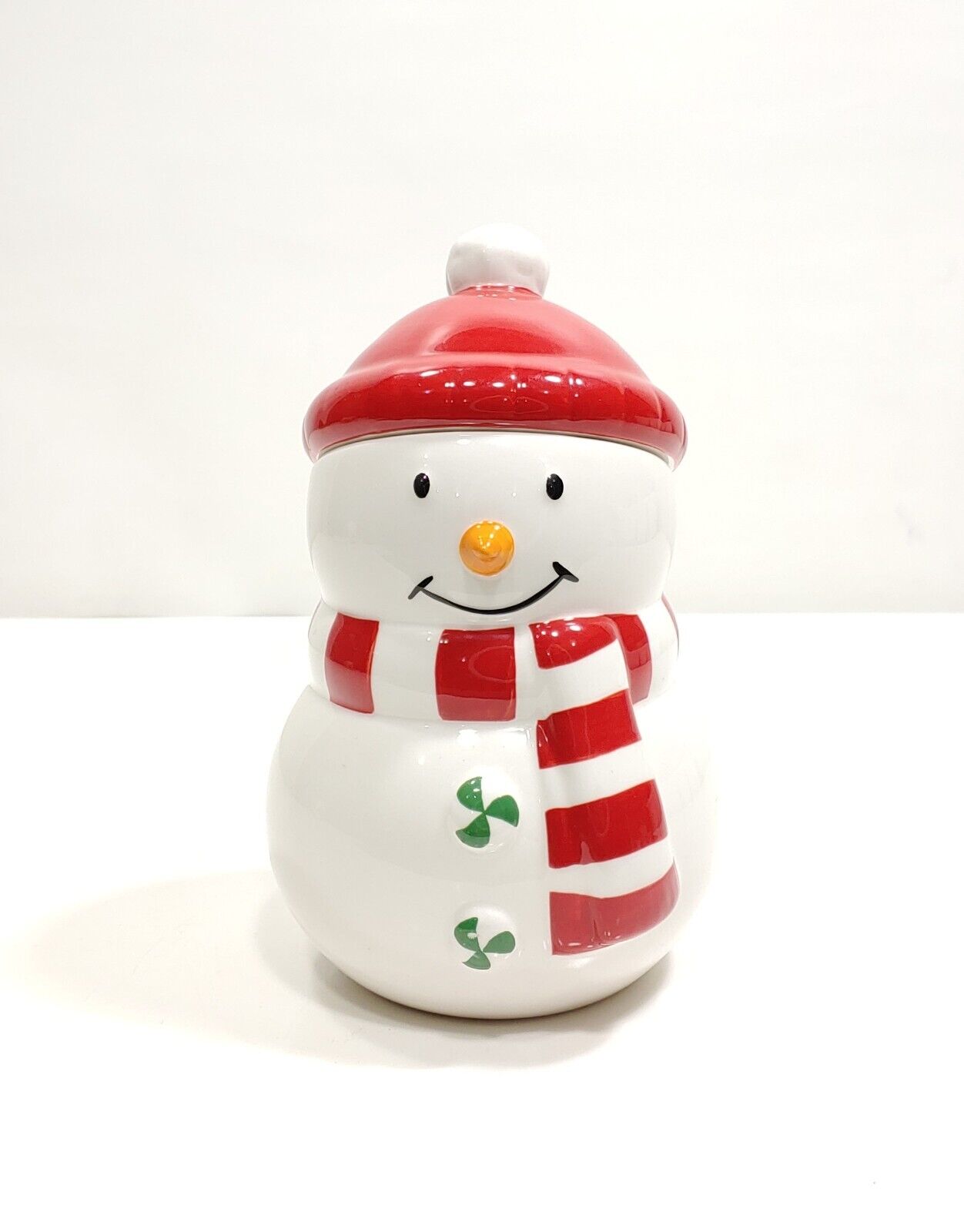 Hallmark Keepsake Ceramic Snowman Cookie Jar Christmas Candy Container 8\