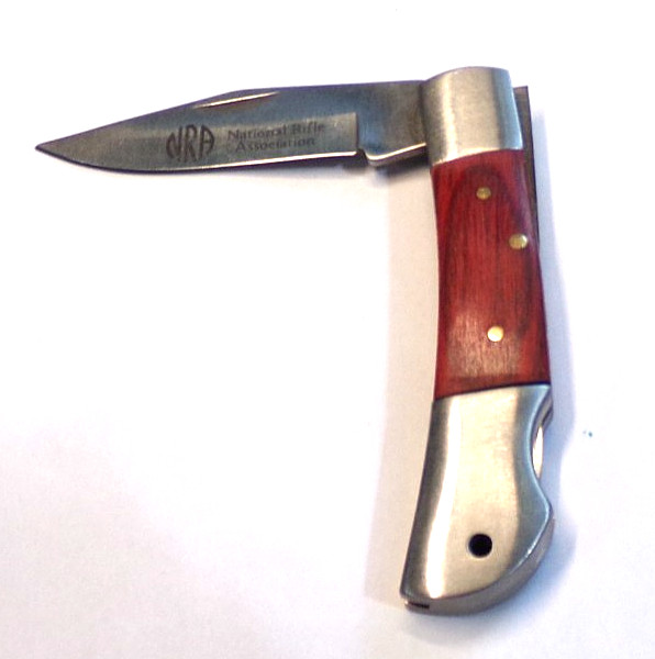NRA National Rifle Association Folding Pocket Knife – 440 Stainless Blade – Wood