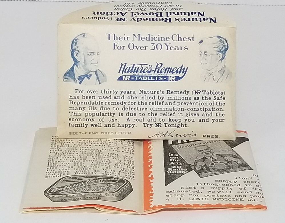 Vintage Nature's Remedy Natural Bowel Action Advertising Envelope Insert Colonic