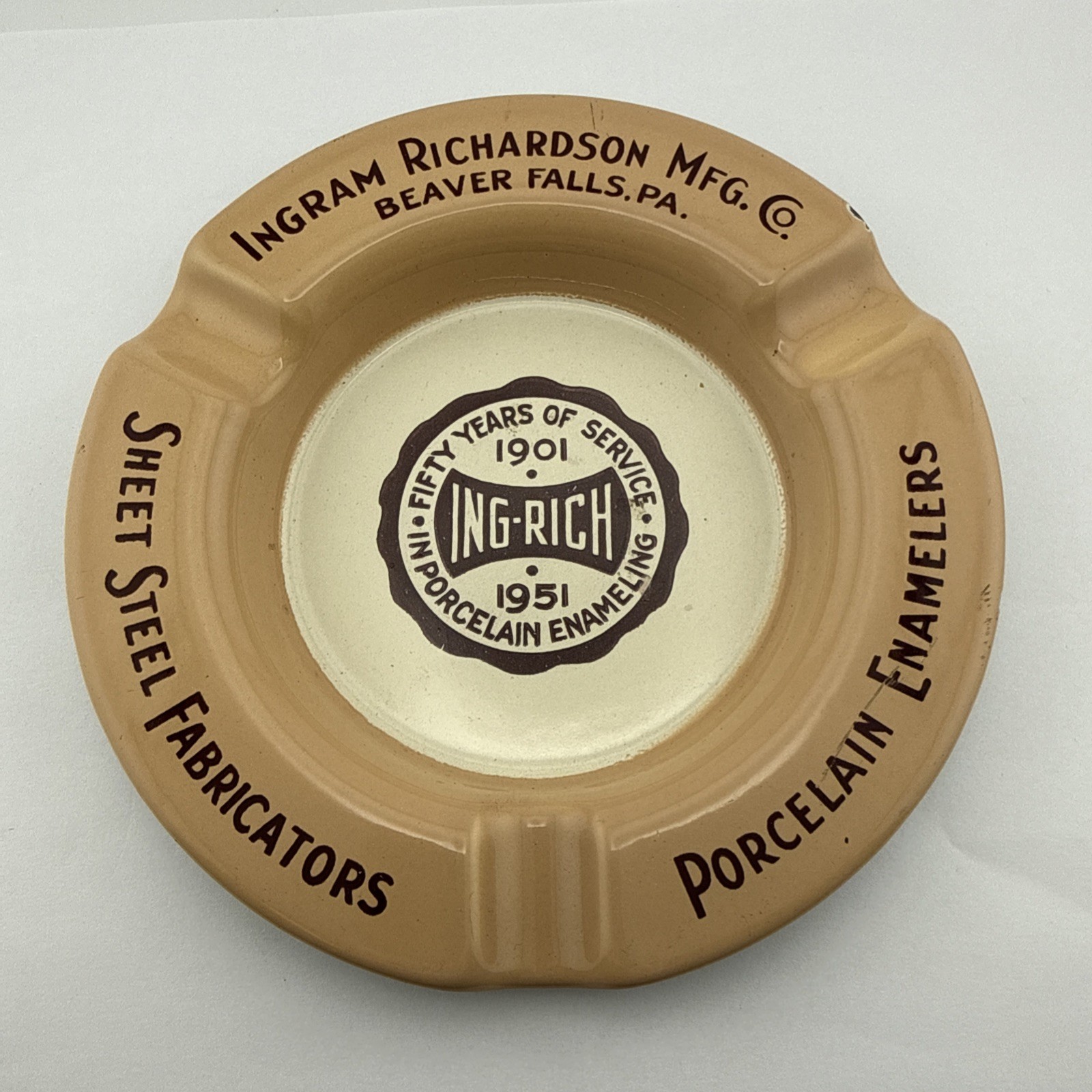 Vintage Ing-Rich Ingram Richardson MFC Porcelain Enamelers - Enameled Ashtray