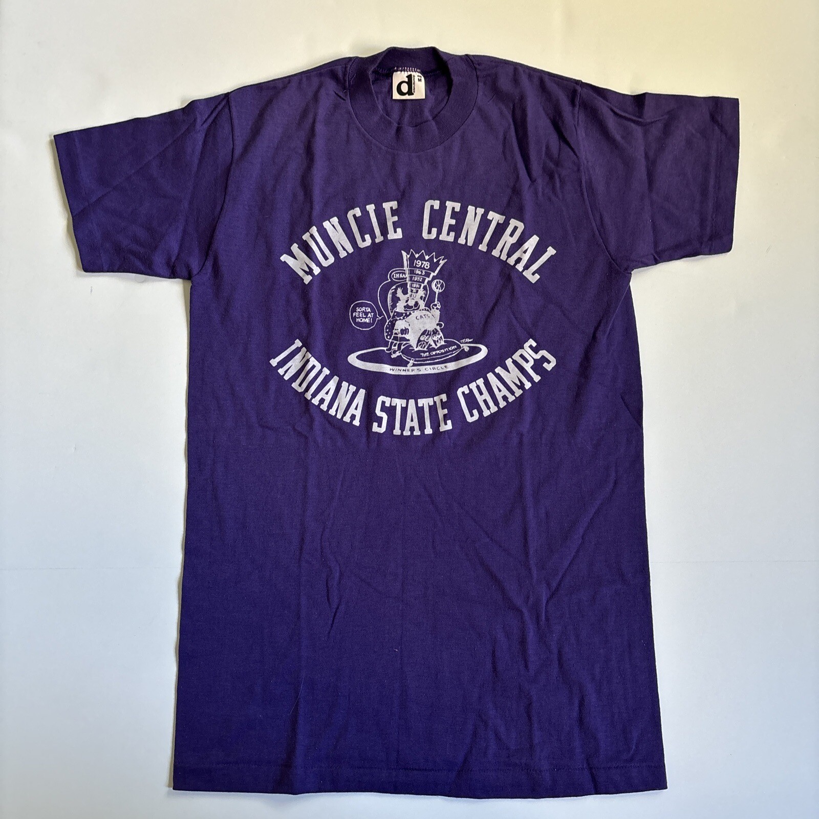 Vtg 1978 Muncie Central Indiana State Champs High School Basketball SS Shirt Med