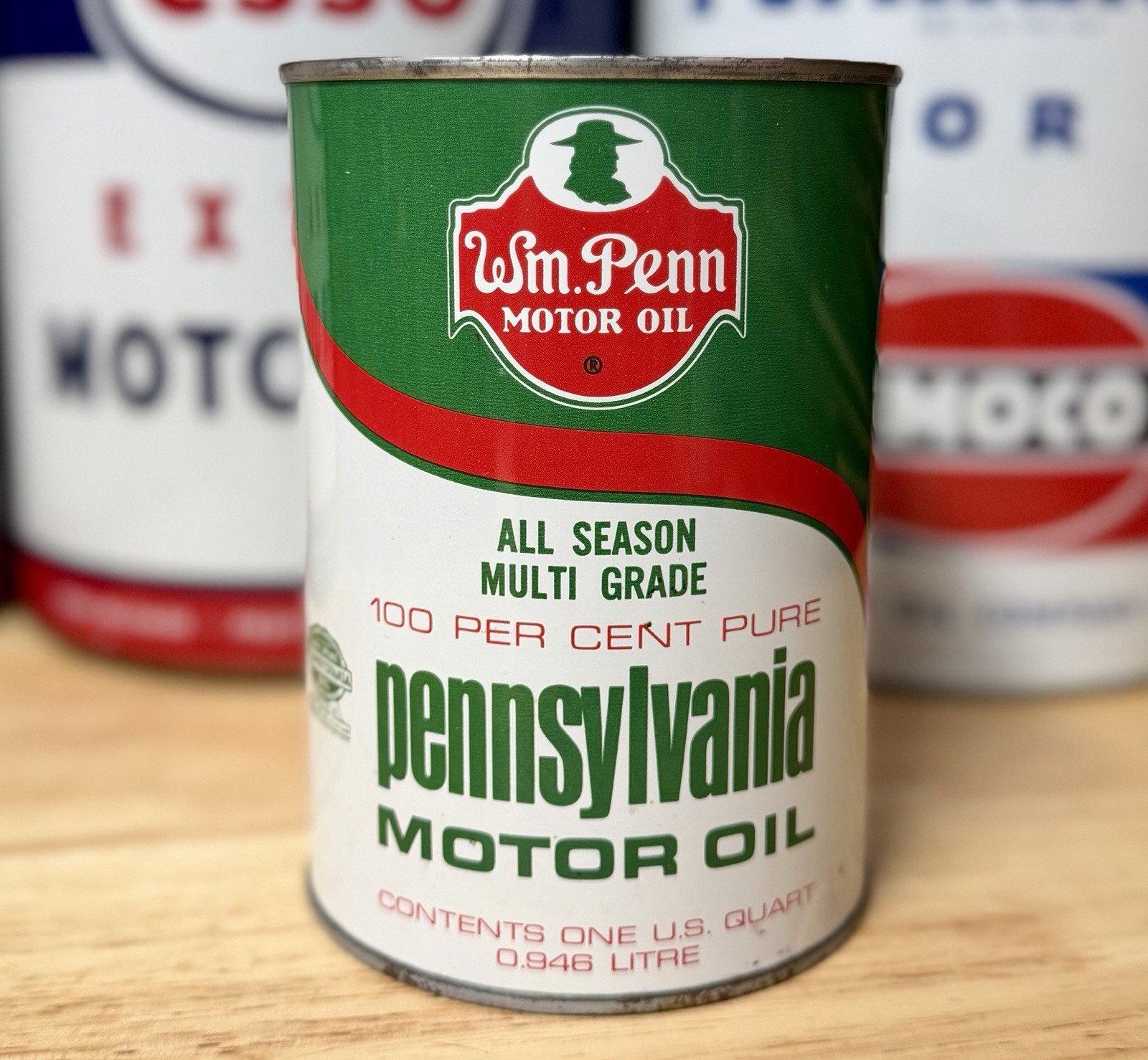 Vintage WM Penn Pennsylvania Motor Oil Can Quart Empty Vintage WM Penn Pennsylvania Motor Oil Can Quart Empty