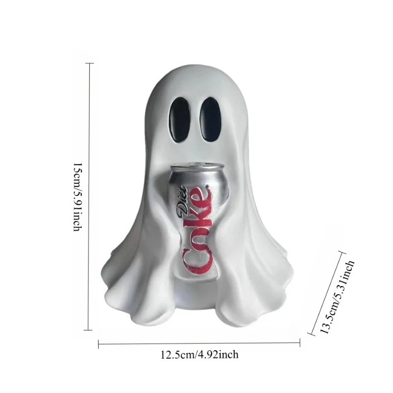 New COCA-COLA Ghost Figurine Holding Diet Coke Can Halloween No drinks