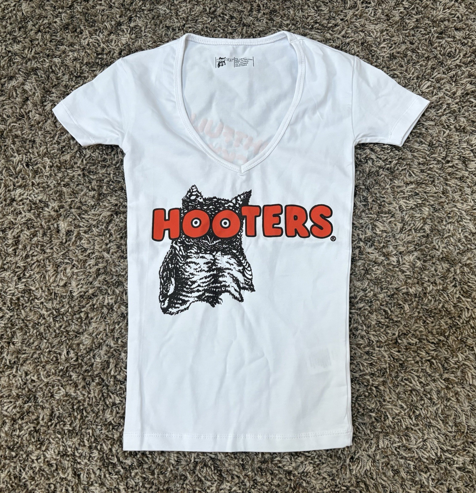 Hooters White V-Neck Uniform Top