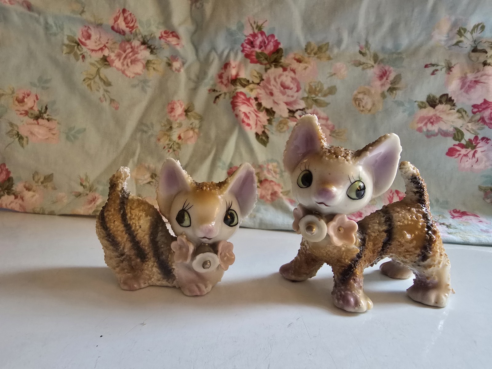 Set Of 2 Adorable Vintage MCM Sugared Kitty Cats