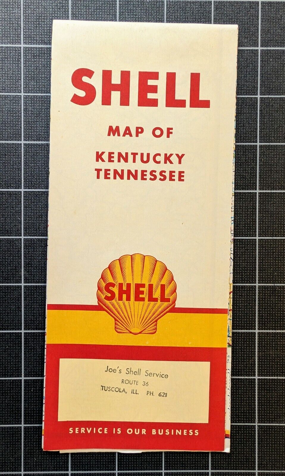 Shell KENTUCKY TENNESSEE Road Map 1957 Vintage Highway Gas Service Station