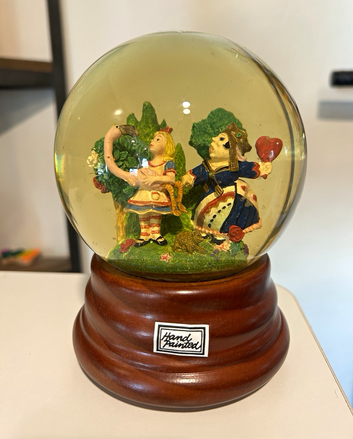 ⁠Vintage 1992 Fitz and Floyd Alice in Wonderland Musical Snow Globe Queen Hearts