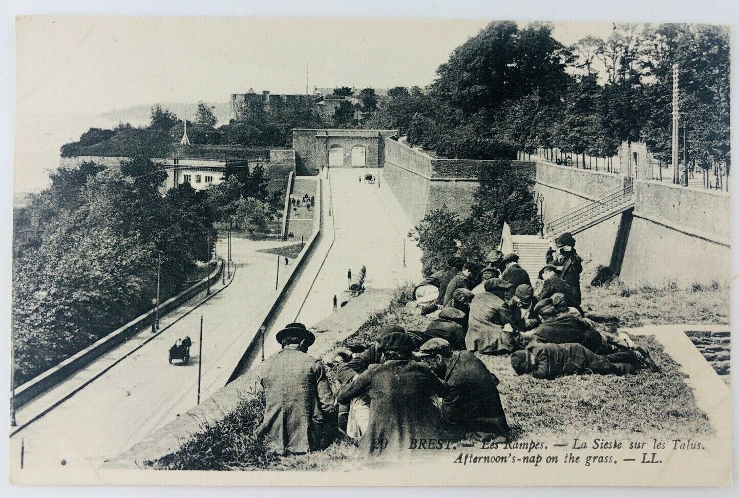 Vintage Talus France The Ramps Afternoon\'s Nap On The Grass RPPC 