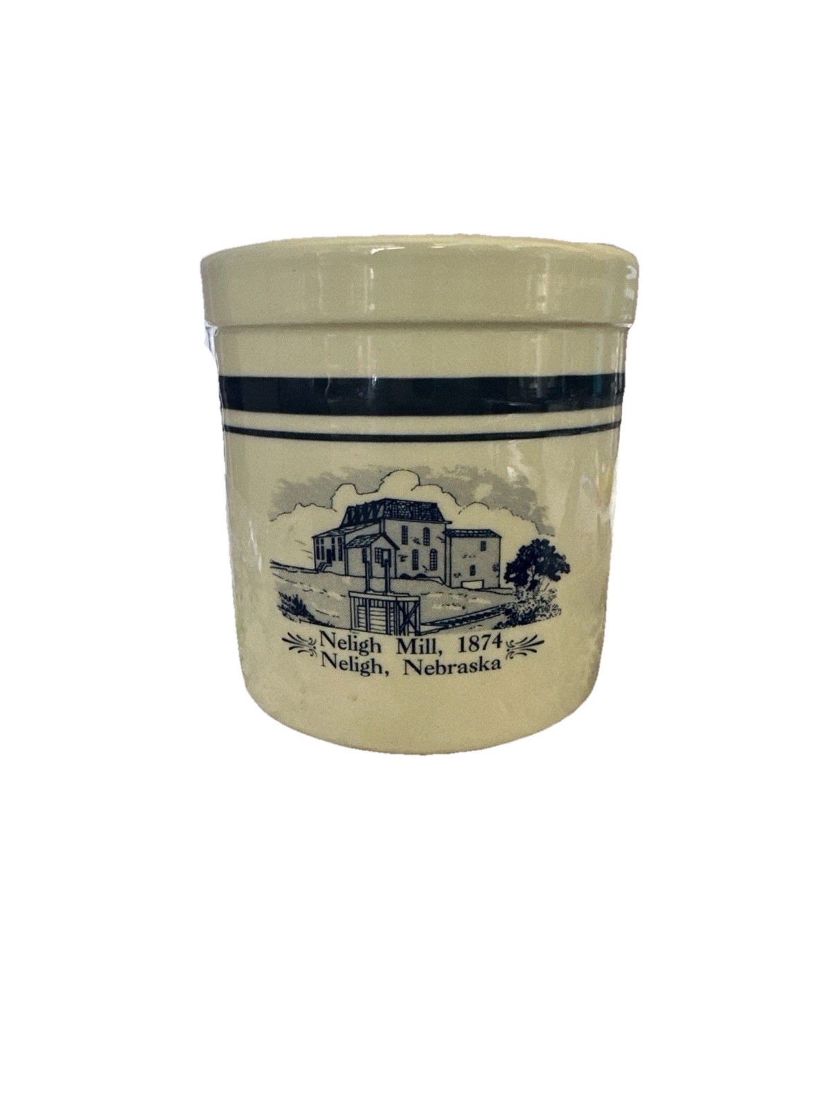 Vintage Neligh Mill, Neligh Nebraska 1874 Crock 5.5”H X 5”W