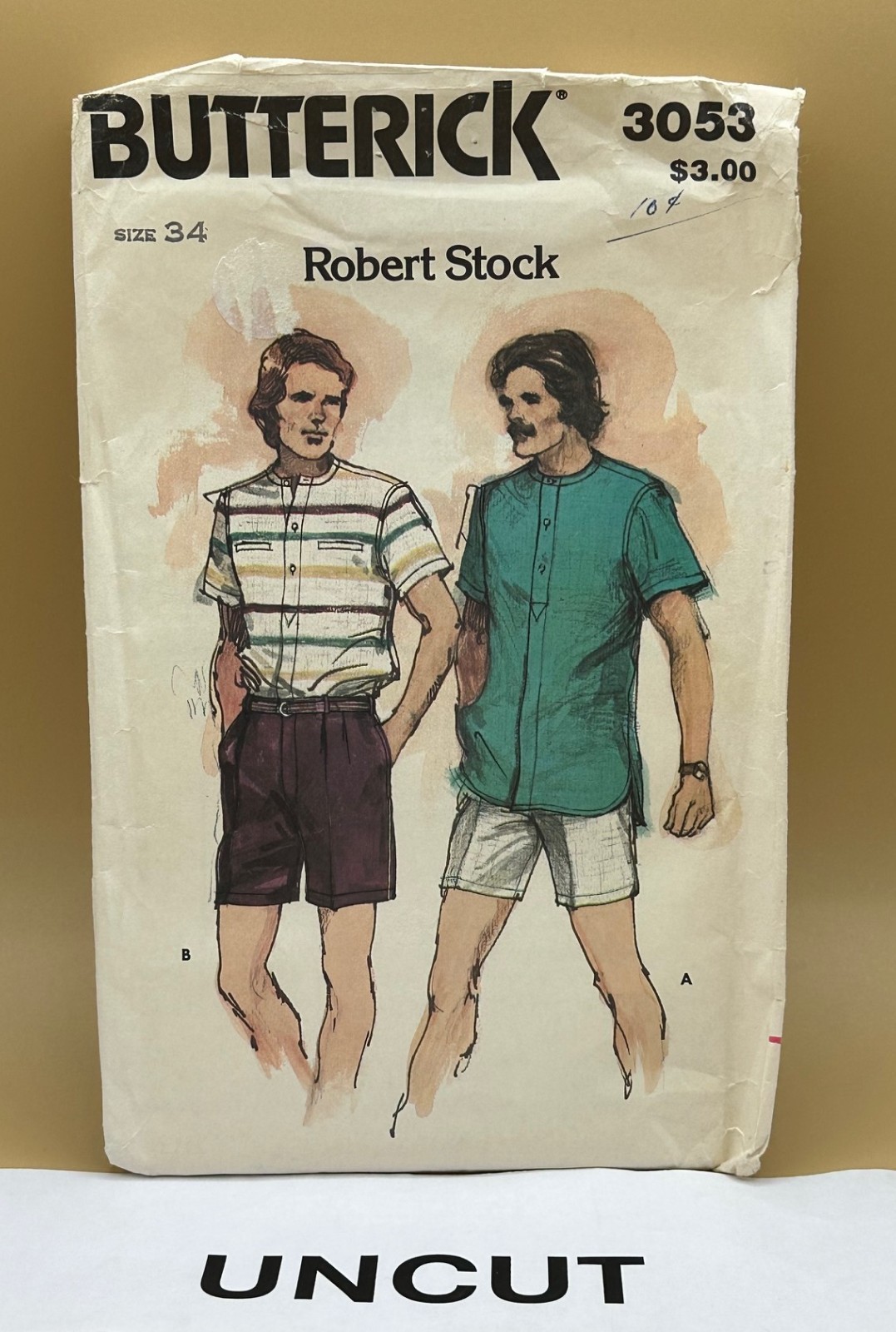 VTG Butterick Sewing Pattern 3053 Robert Stock Men Shirt Shorts NEW UC FF