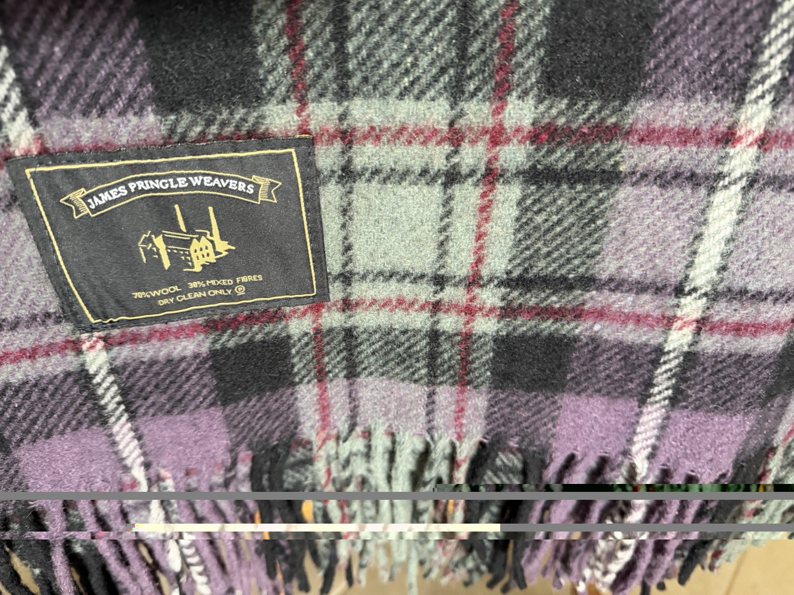 Vintage James Pringle Scotland Tartan Blanket 45”x60” Wool Blend Fringe