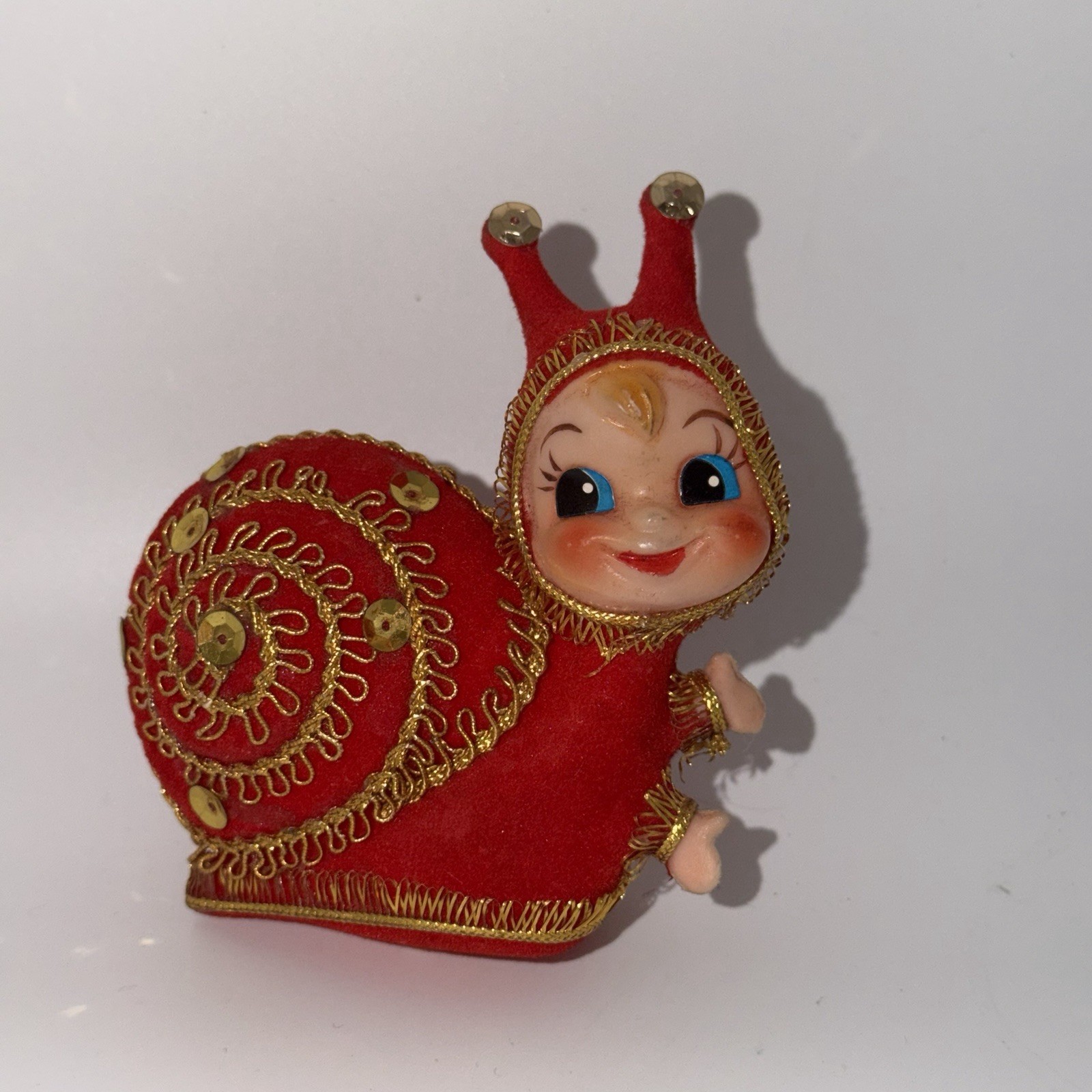 Vintage Anthropomorphic Pixie Snail Ornament Rare No Ornament Hanger