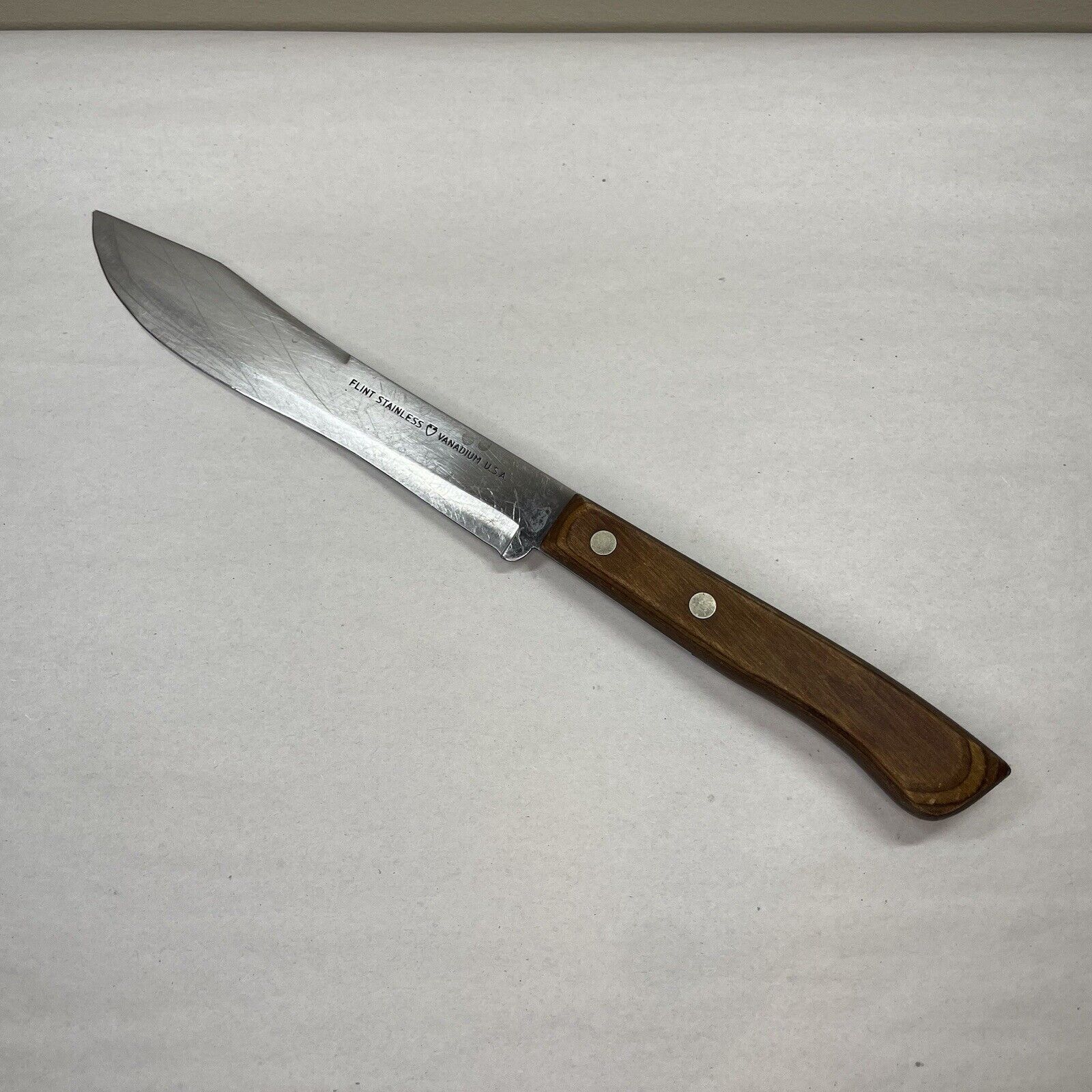 VTG Flint Arrowhead Stainless Vanadium Butcher Knife 12” Long 7” Blade Made USA