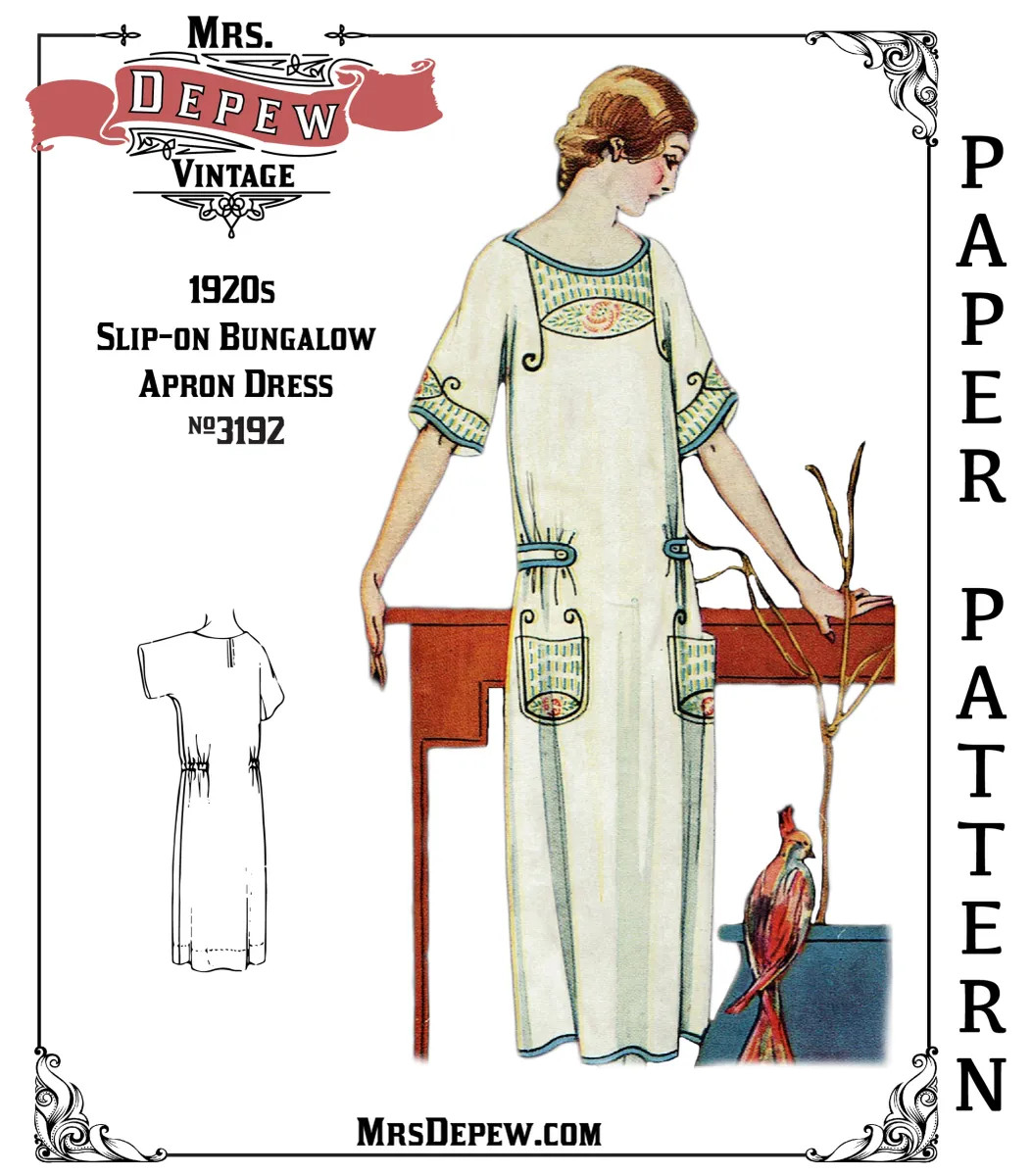 1920s Vintage Sewing Pattern Hooverette Bungalow Apron House Dress #3192 32-50