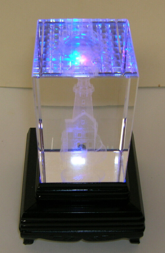 Crystal Paperweight Lighthouse 3D Laser Etched Prism 3\
