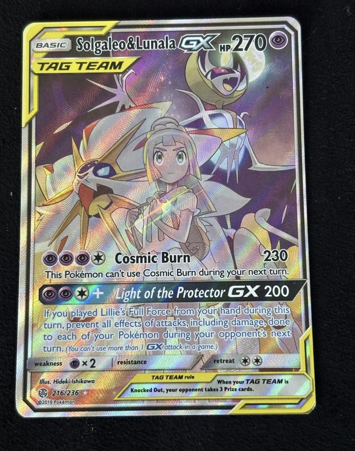 Pokémon TCG Solgaleo and Lunala GX Cosmic Eclipse Full Art Card 216/236 Rare