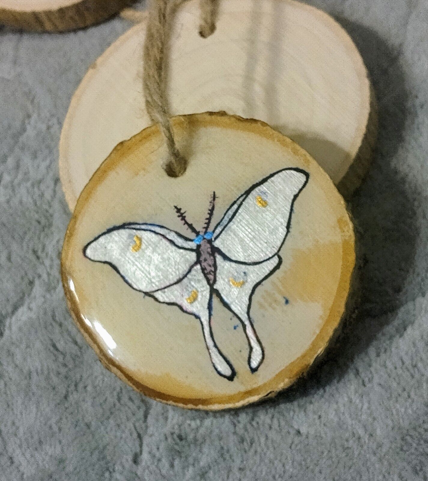 Handmade Moth Wood Ornament Wall Decor 