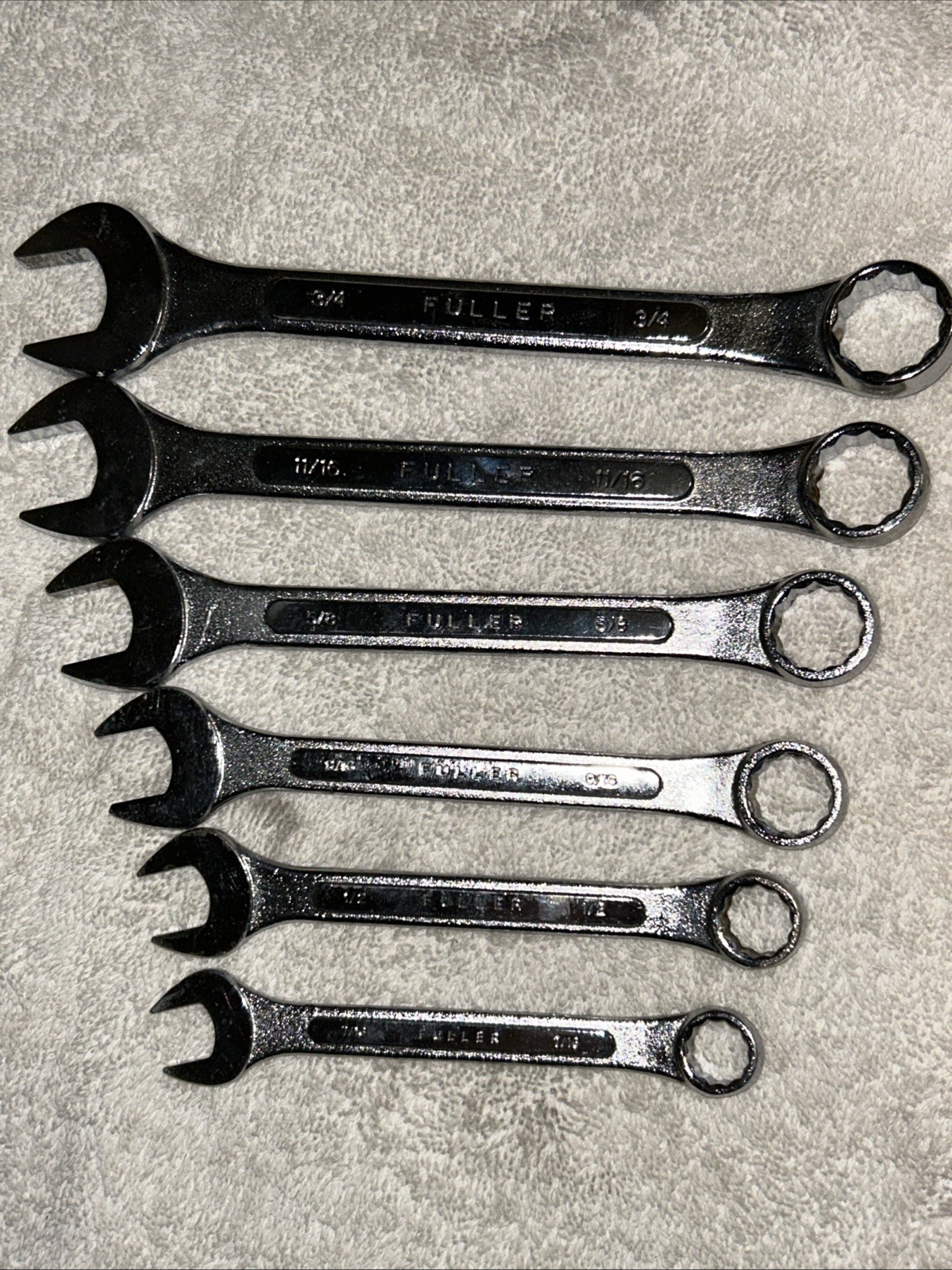 Fuller SAE 6pc Combination Wrench Set Japan Mint- 7/16 1/2 9/16 5/8 11/16 3/4
