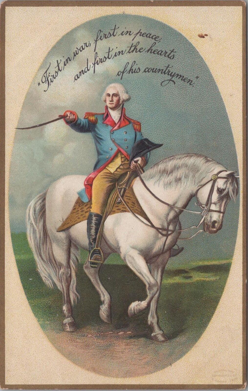 Patriotic Postcard George Washington First in War First in Peace