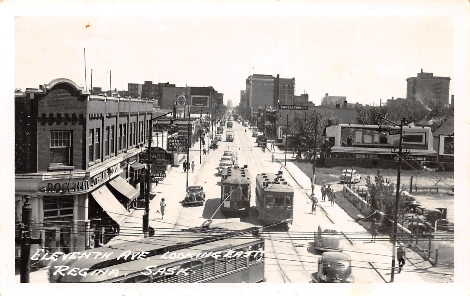 RPPC Eleventh Ave Looking South Regina SASK c1910 Old Streetcars Photo Postcard