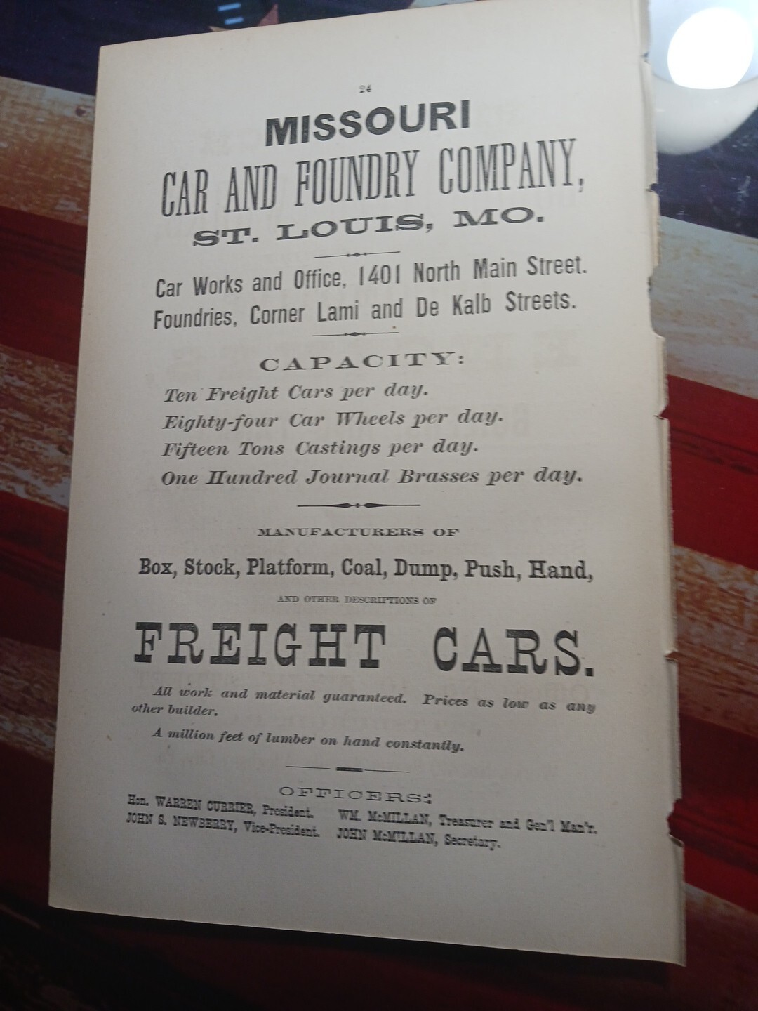 1872 print ad MISSOURI CAR & FOUNDRY Railroad Freight Cars Lami St St Louis MO