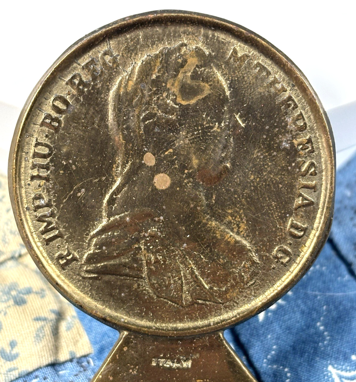 VTG Carl Aubock Brass Bottle Opener Maria Theresia Taler Coin MCM Italy 1950