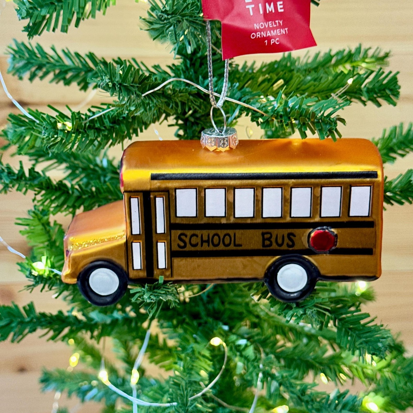 Yellow School Bus Glass Christmas Tree Ornament 4.5\ Yellow School Bus Glass Christmas Tree Ornament 4.5\