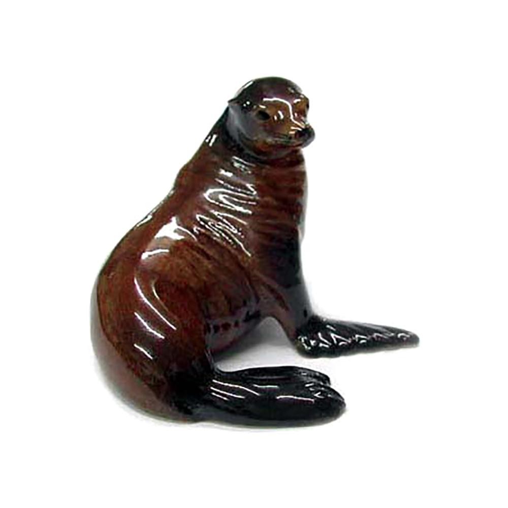 Northern Rose Sea Lion Head Right - Home Decor - Miniature Porcelain Figurine