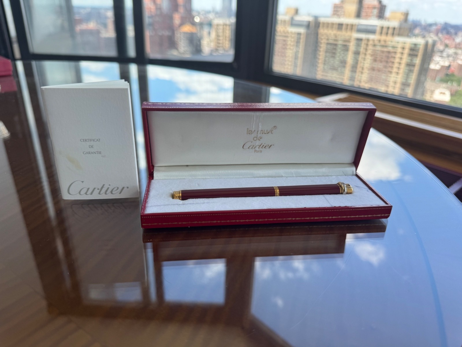 CARTIER -- 18ct Gold Plated Bordeaux Vendome Trinity Rollerball Pen & Box CARTIER -- 18ct Gold Plated Bordeaux Vendome Trinity Rollerball Pen & Box