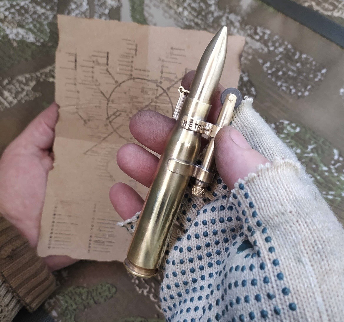 Exclusive Handmade Production.Ukrainian Stalker Metro 2033 Gas WAR Lighter.BRASS