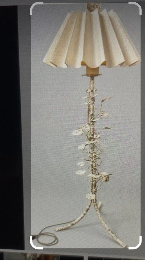 Vintage  Unique Shabby Chic Distressed Leaves Metal  Floor Lamp 61” Tall