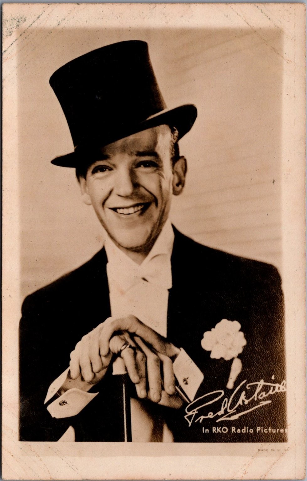 Fred Astaire RKO Radio Pictures Top Hat Cane Vintage Postcard 1930s-40s