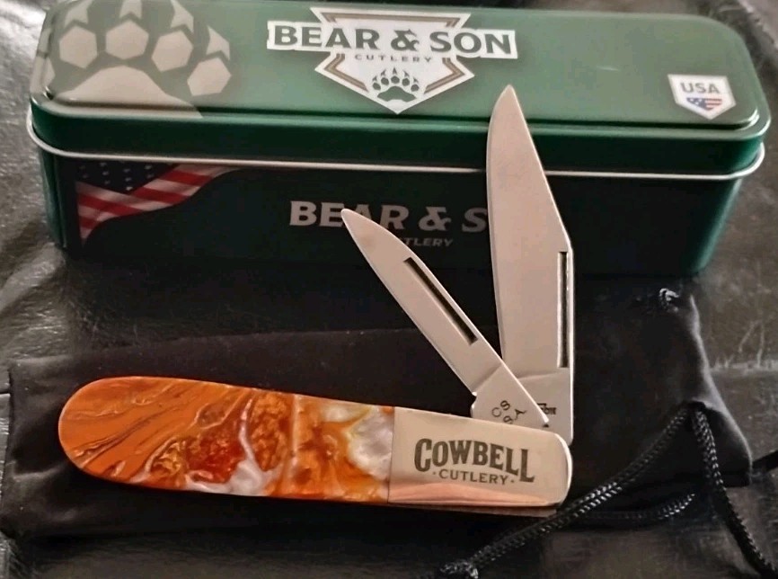 Bear And Son Cutlery USA Barlow Harvest Orange Cowbell Cutlery Exclusive🇺🇸🇺🇲