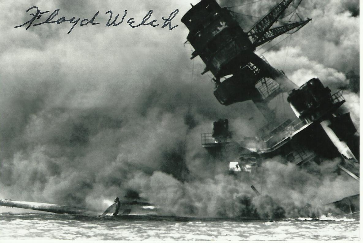 FLOYD WELCH Signed Photo WW II PEARL HARBOR USS MARYLAND AUTO COA 