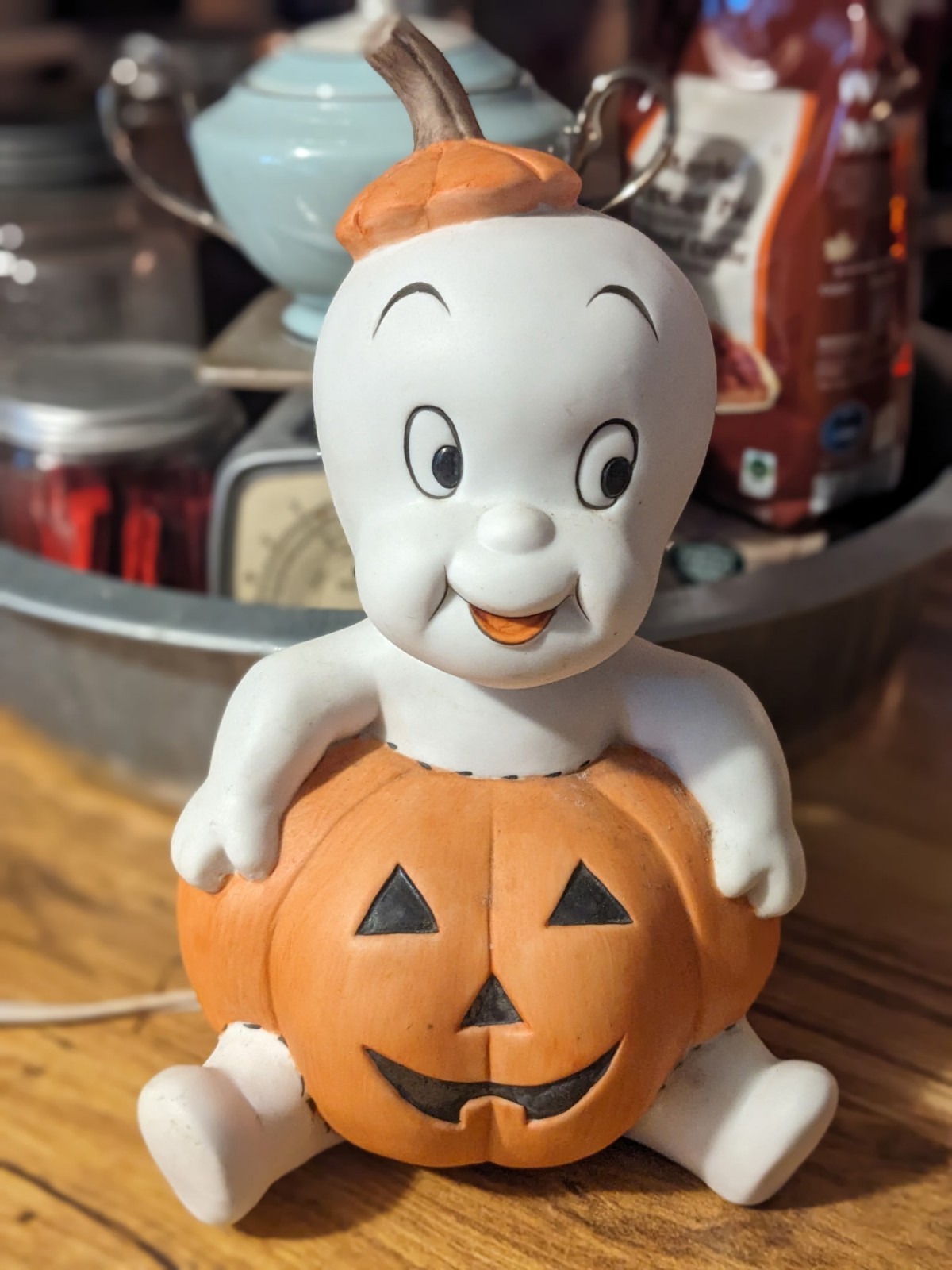 Vintage 1986 Casper the Friendly Ghost Jack O Lantern Lighted Halloween 