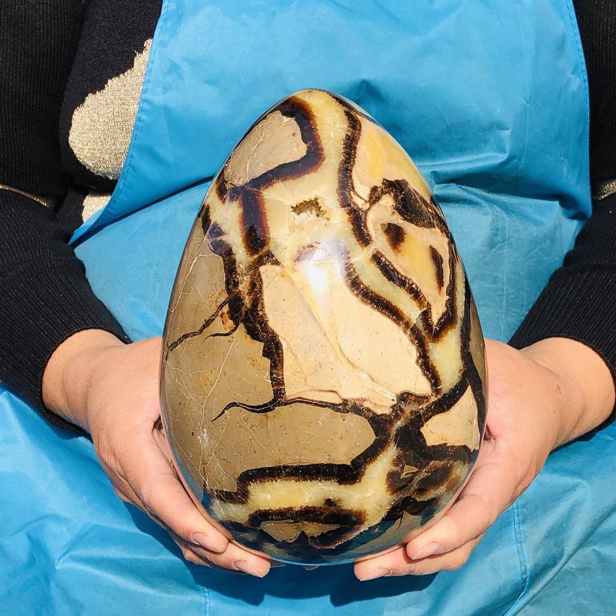 9.54LB Natural Septarian Dragon Stone Quartz egg Crystal Ball Reiki Healing