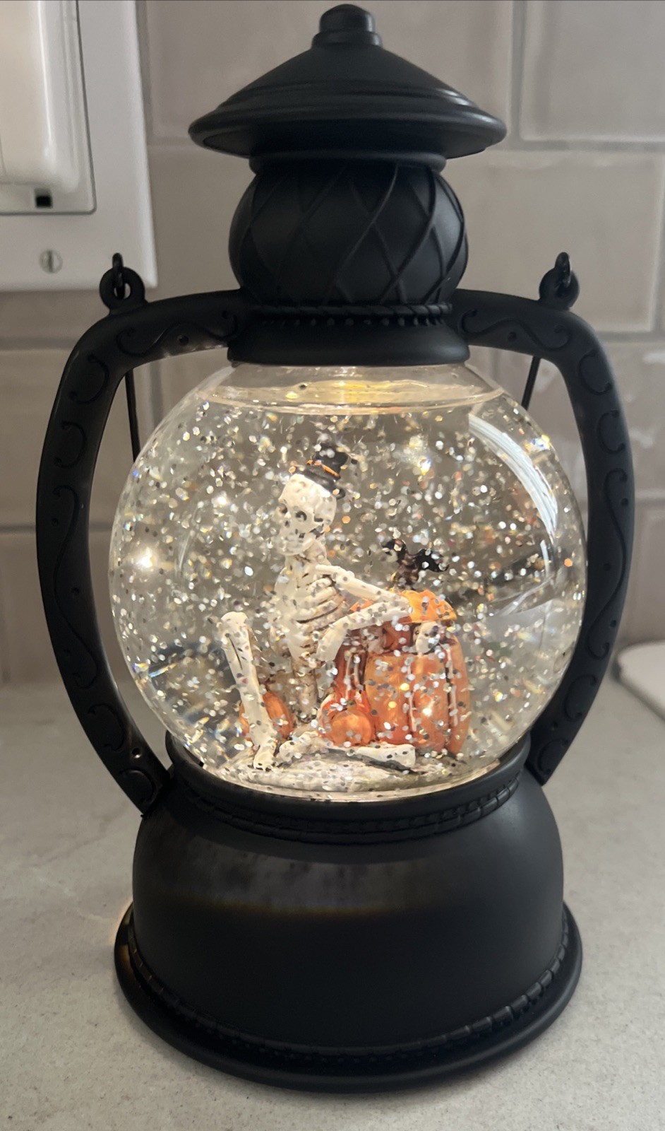 Halloween Skeleton Pumpkin Glitter Water Lantern 10