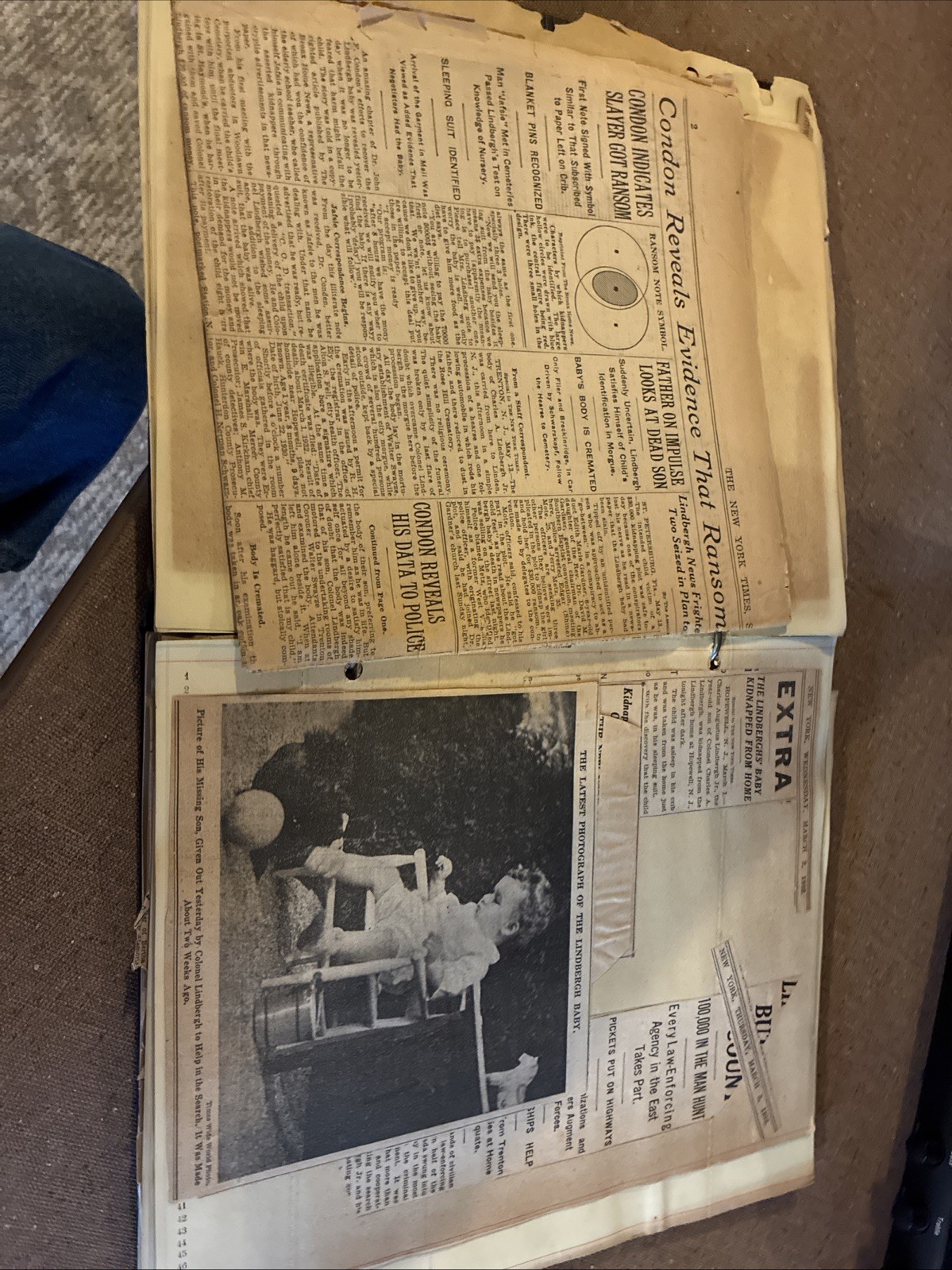 1920s 30s Scrapbook Newspaper Clippings Lindbergh Baby - Venango County -