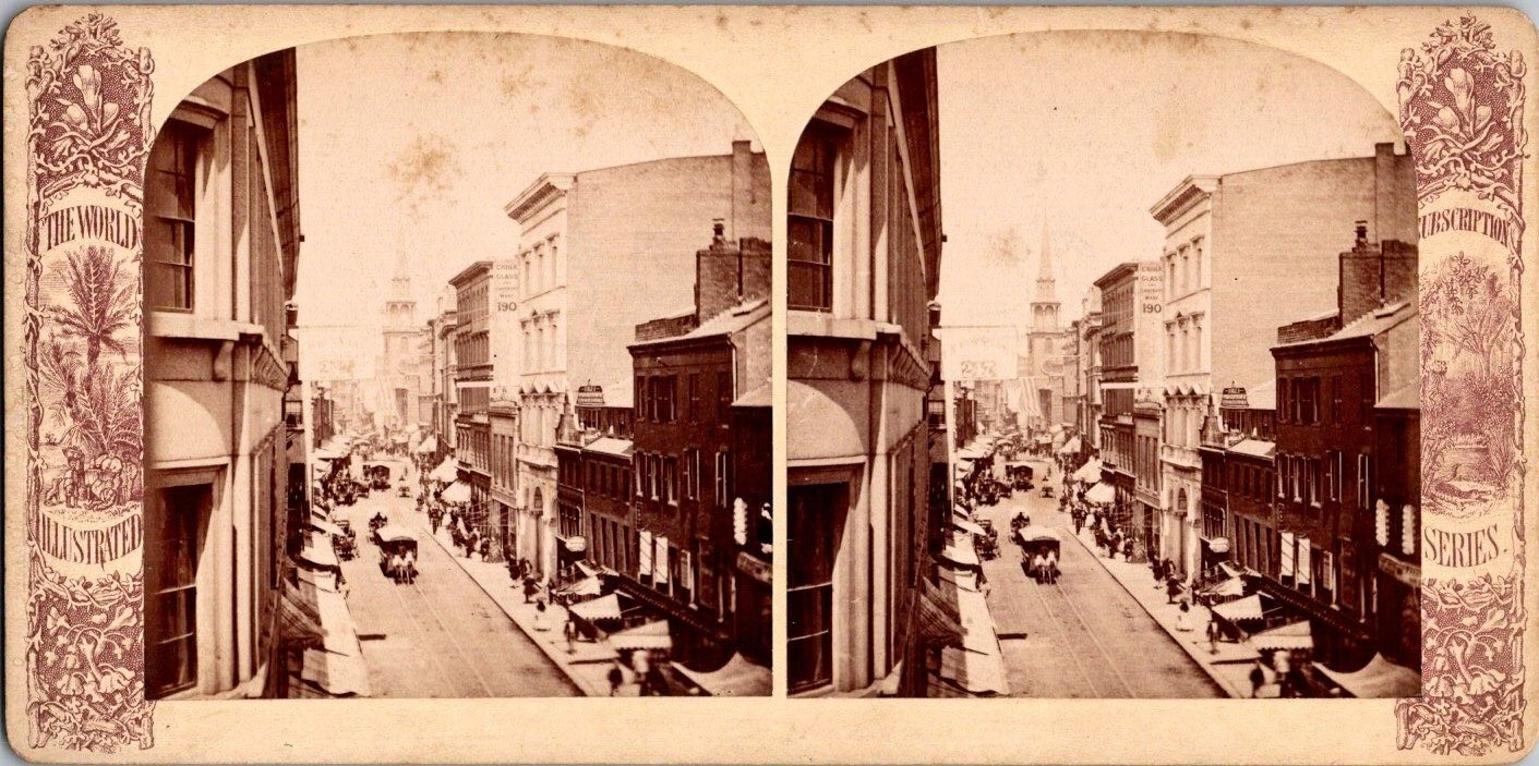Boston, MA, Busy Washington, St., Real Photo Stereoview, c1870, #ST518