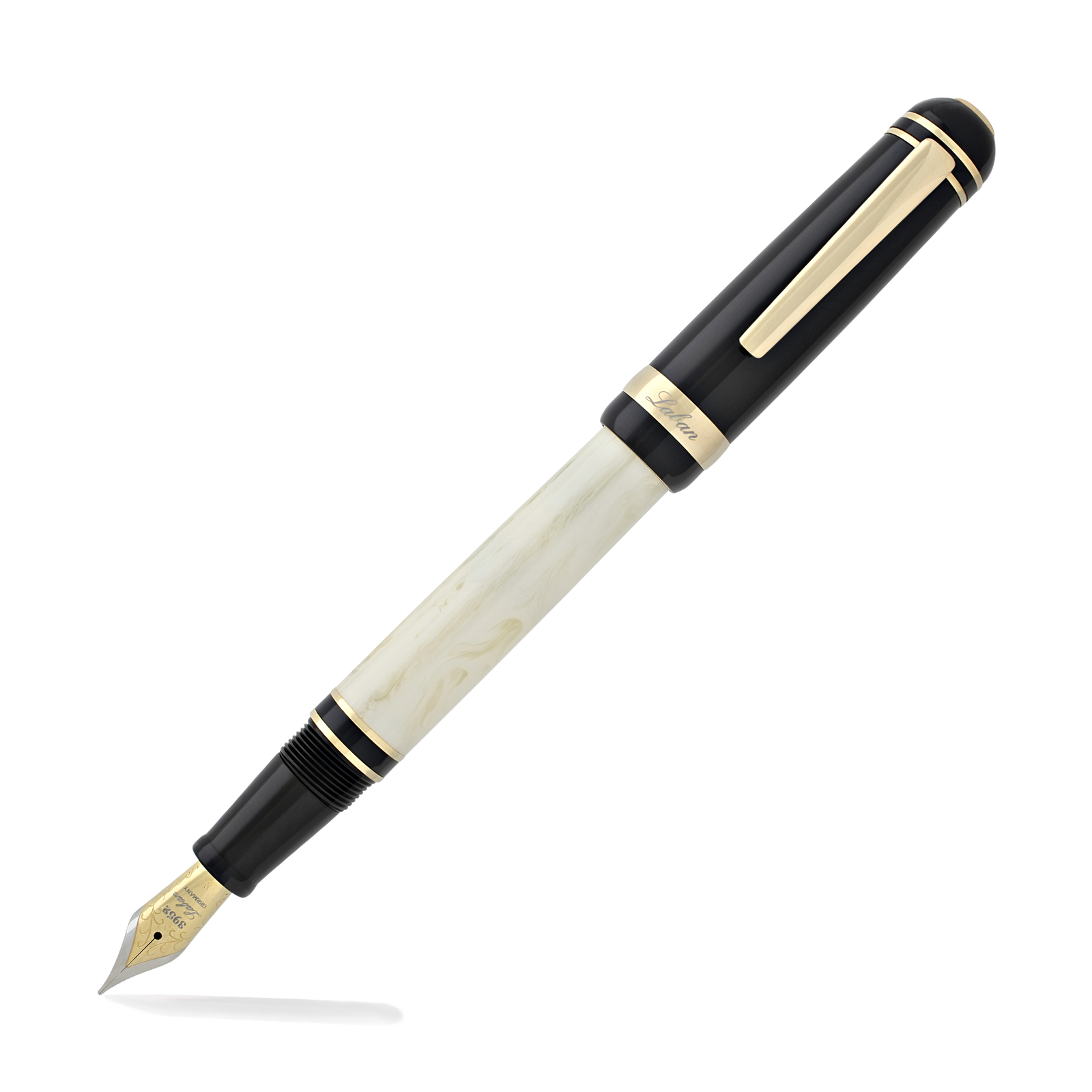 Laban 325 Cambridge Fountain Pen with Black Cap & Ivory Barrel - Medium Point